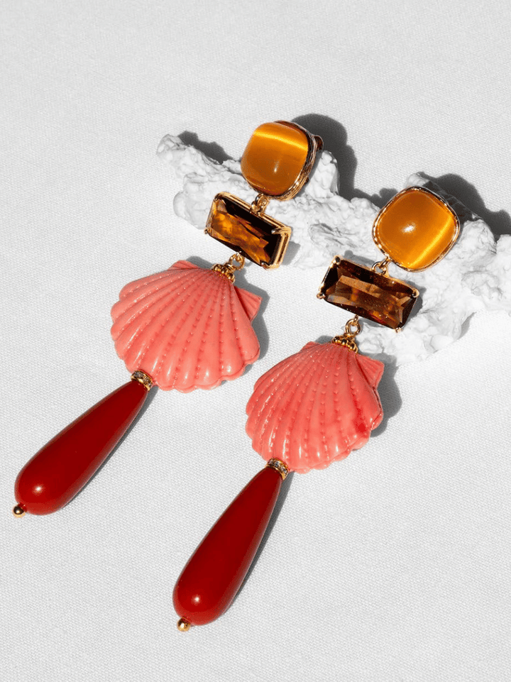 Junonia Coral Crystal Earrings