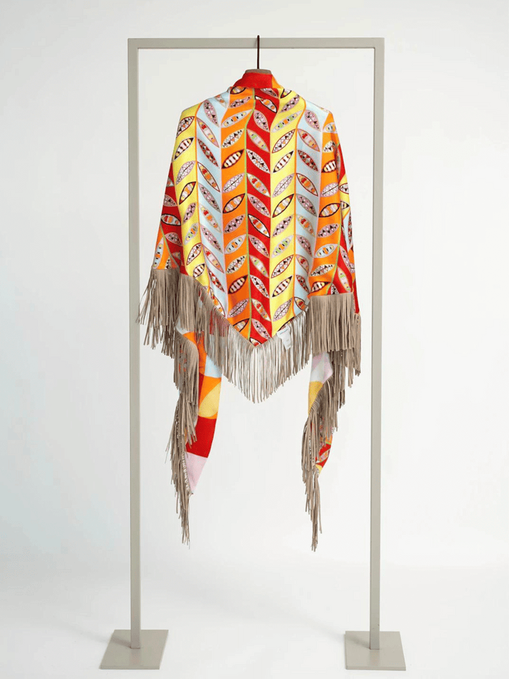 silk poncho with fringes