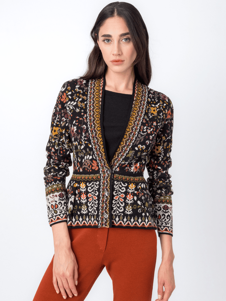 V-Neck Jacket, Floral Pattern