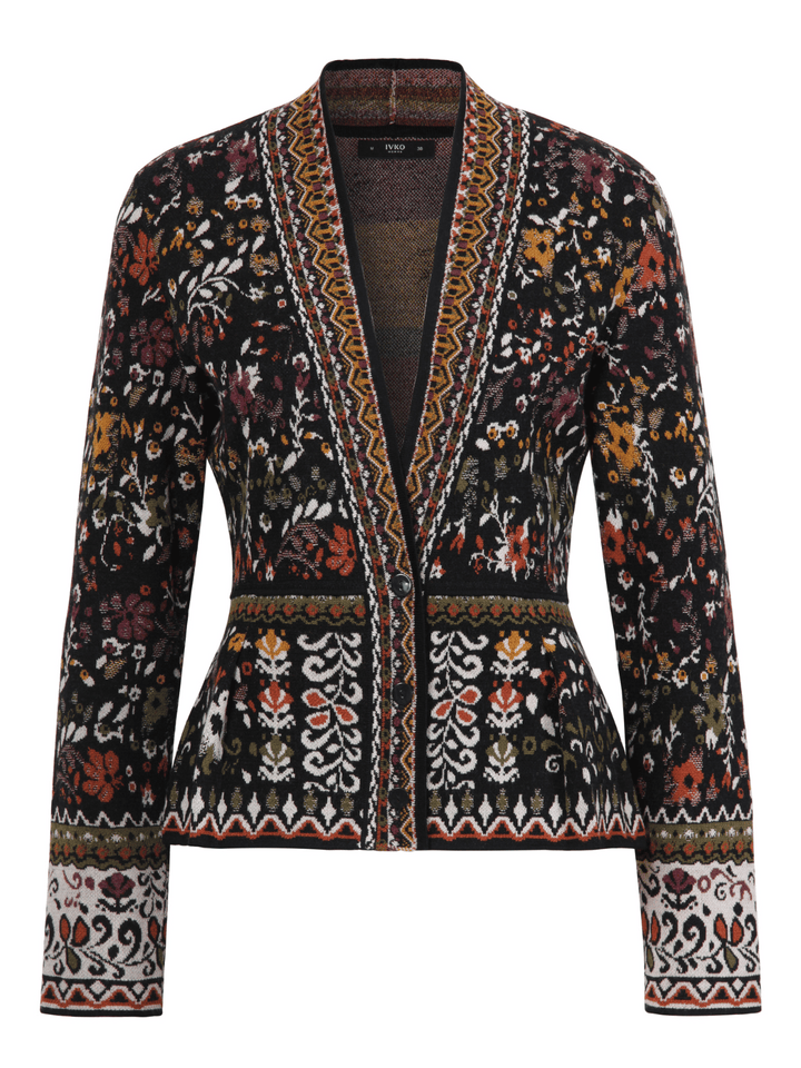 V-Neck Jacket, Floral Pattern