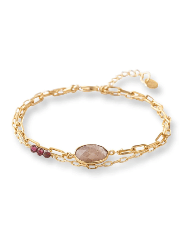 Affinity Peach Moonstone Garnet Bracelet