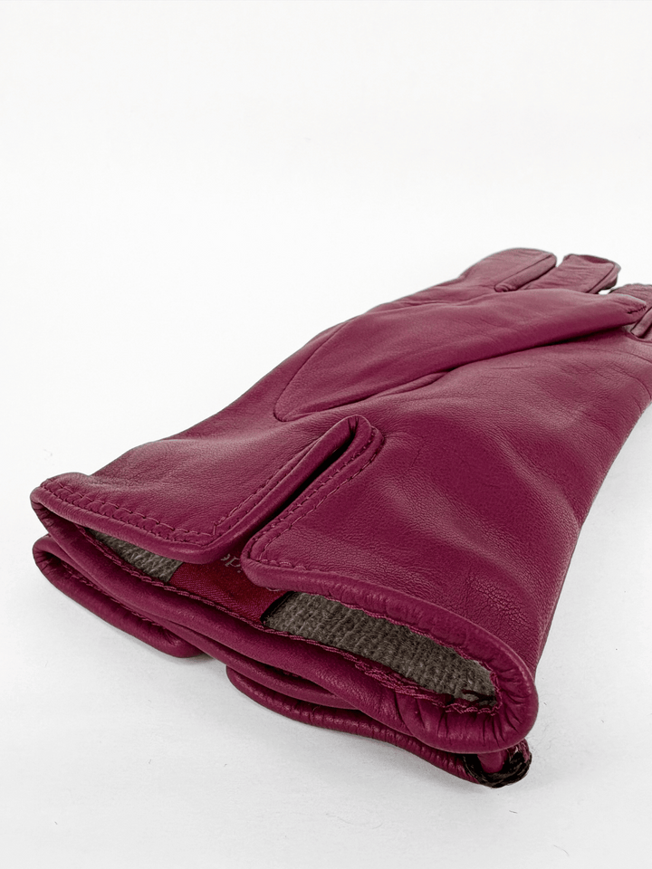 Leather Gloves with Chain Raspberry