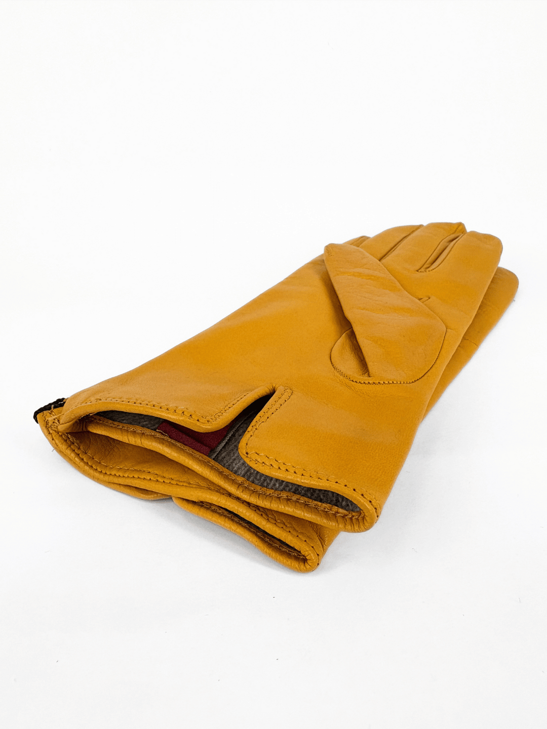 Leather Gloves with Chain Mustard