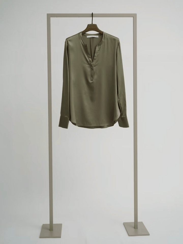 silk blouse olive