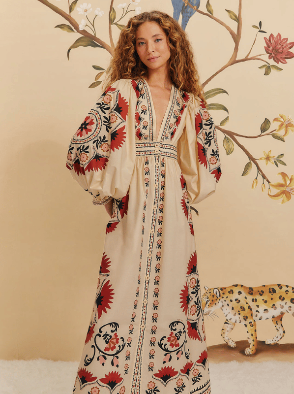 CASHEW MANDALA CREAM MAXI DRESS