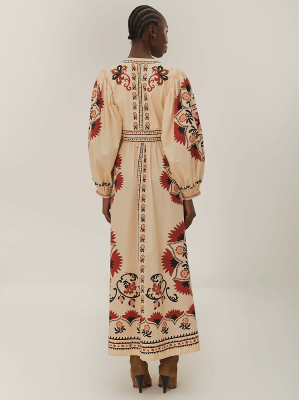 CASHEW MANDALA CREAM MAXI DRESS