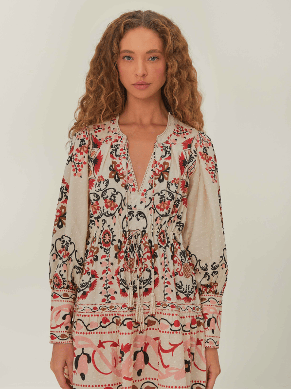 CASHEW MANDALA CREAM MINI DRESS