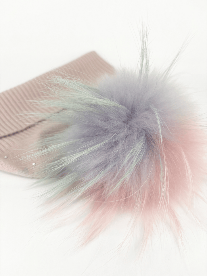 cashmere hat with fur pompom