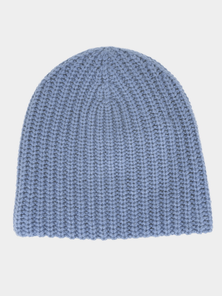 Cashmere Hat Chunky Knit Blue