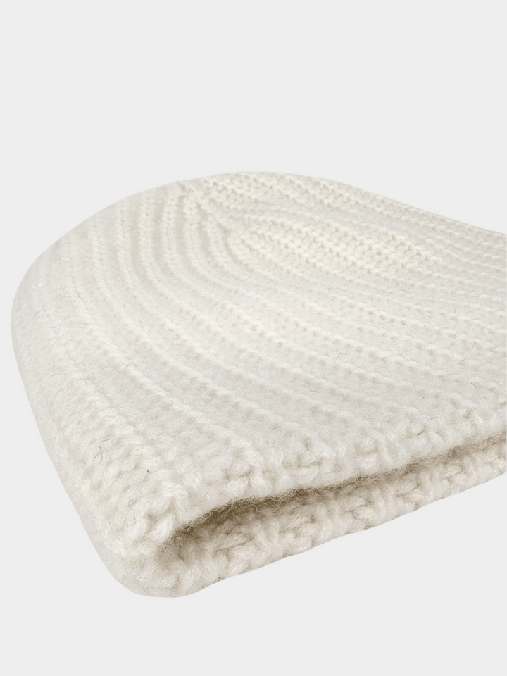 Cashmere Hat Chunky Knit White