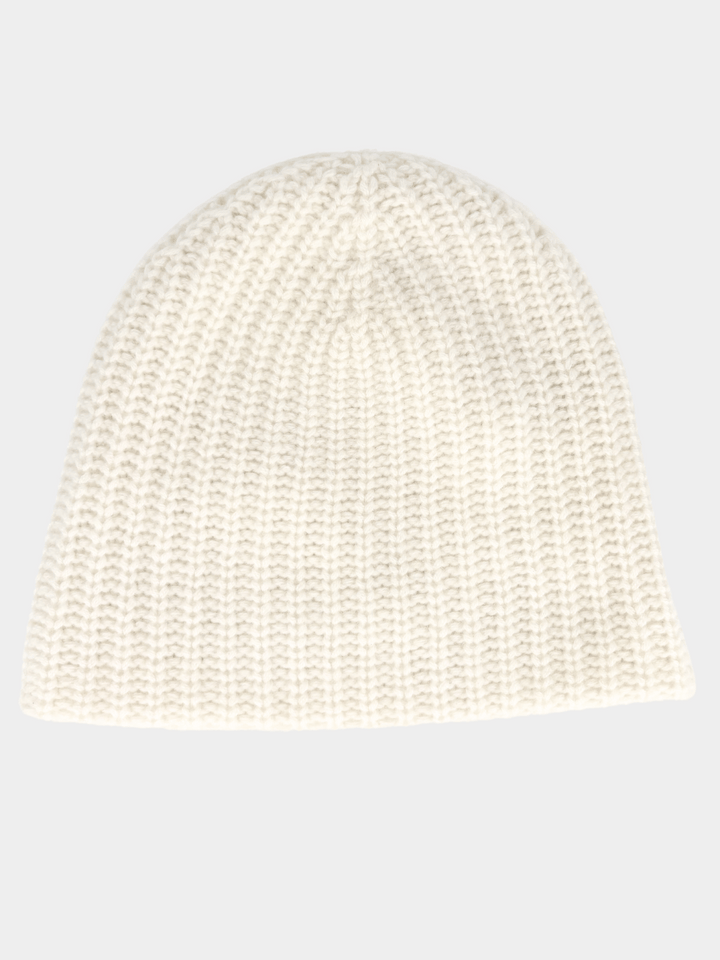 Cashmere Hat Chunky Knit White