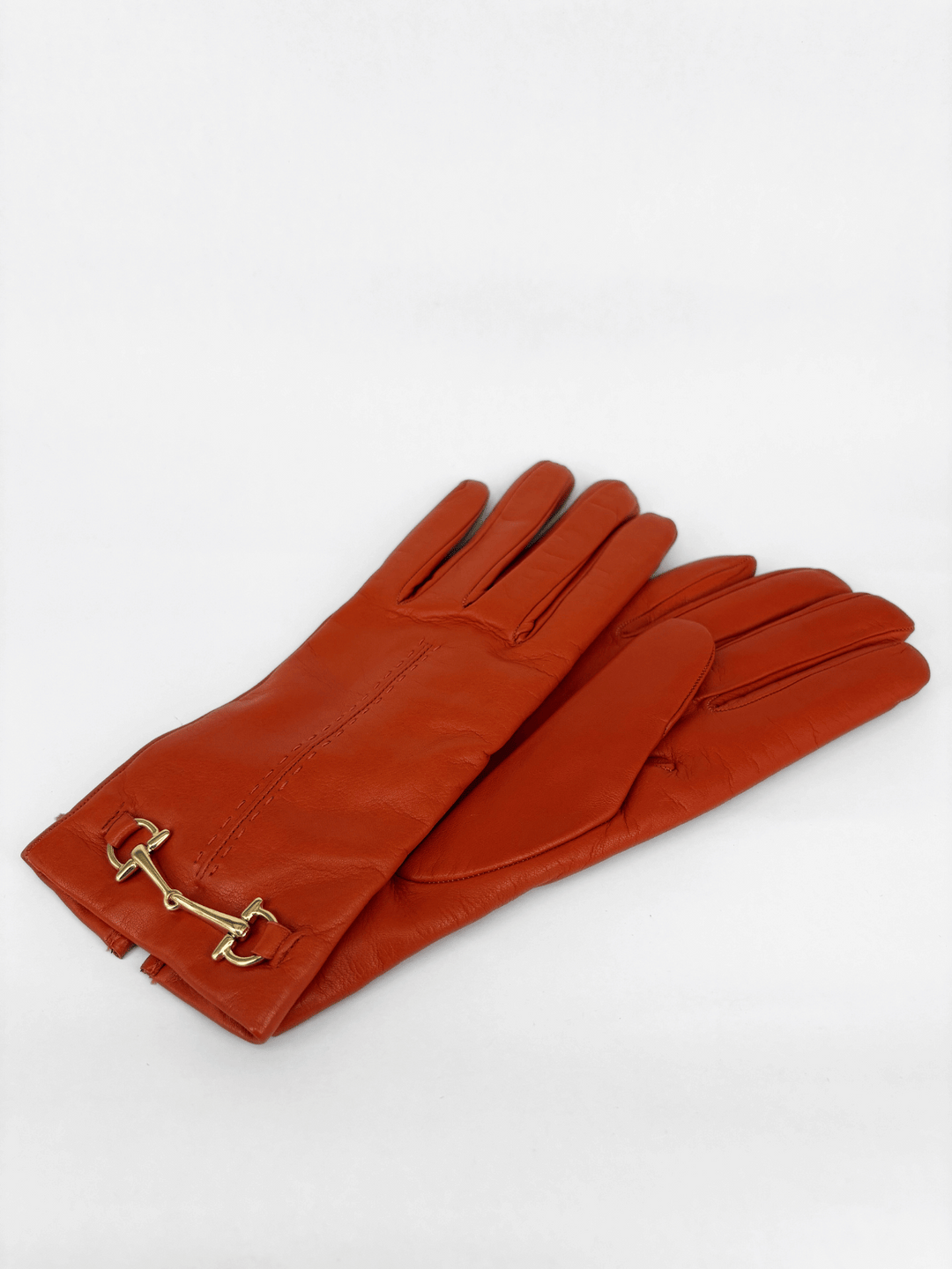 Leather Gloves with Buckle Red