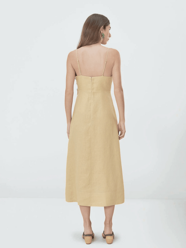 Sand Flowered Bust Midi Dress